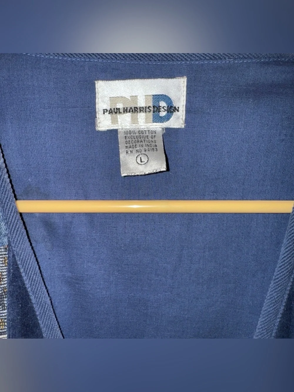 Vintage Paul Harris Design PHD Denim Embroidered Weaved Corduroy Vest Boho Large